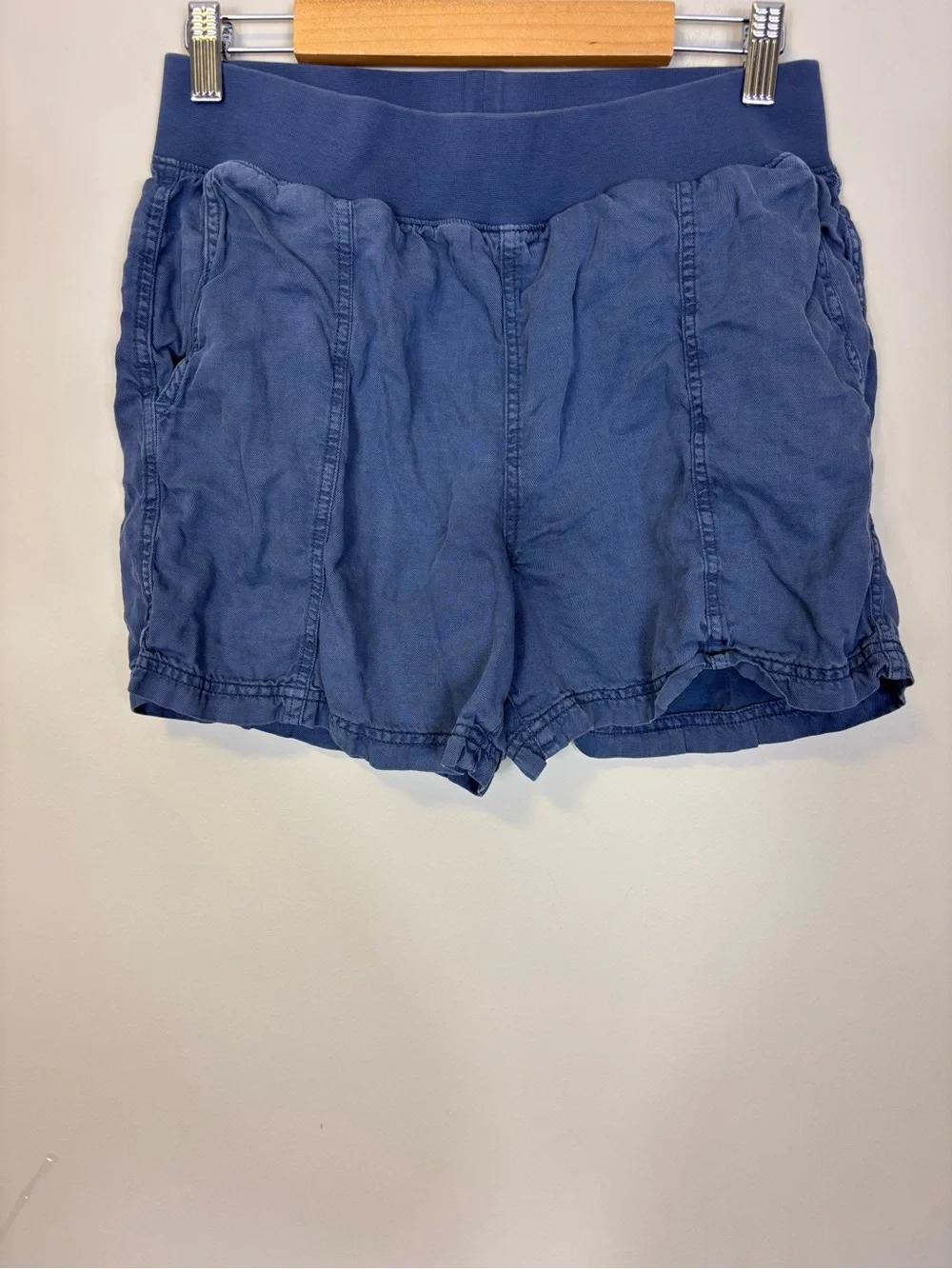 Faherty Blue Elastic-Waist Casual Women's Shorts with Pockets Small